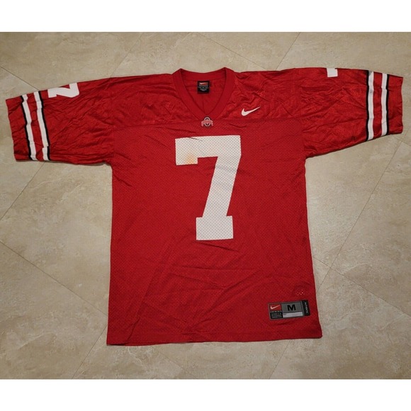 VTG NIKE Ohio State Buckeyes Mens M Medium Red #7 NCAA Football Jersey - Picture 1 of 16